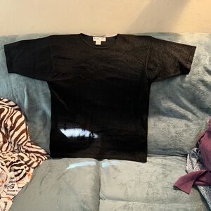 Tasha M large black and silver sheer short sleeved top 💕